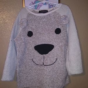 Teddy bear Sherpa sweater girls L 10-12